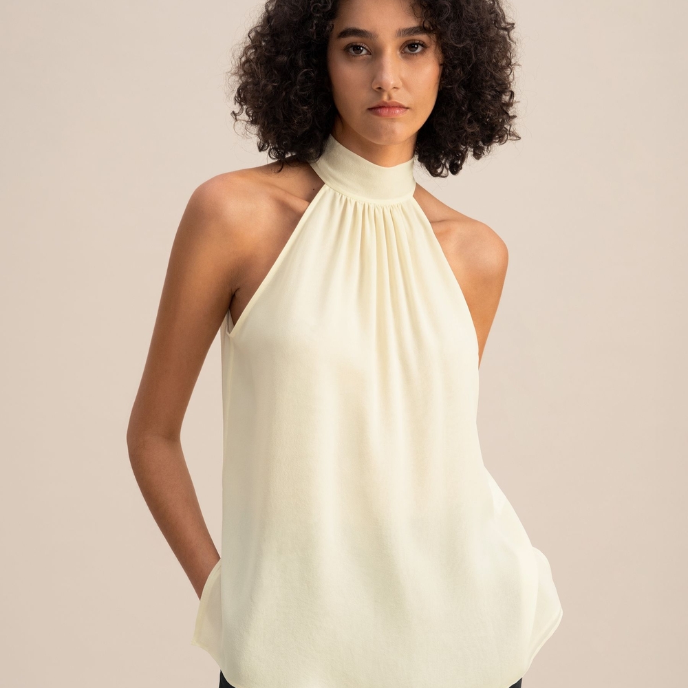 Silk Georgette Halter Neck Top Blouse